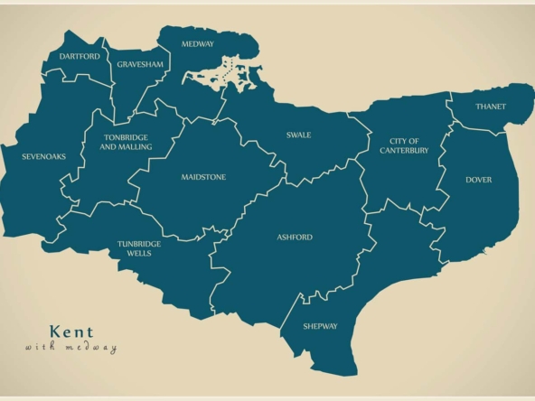 Map of Kent with Medway