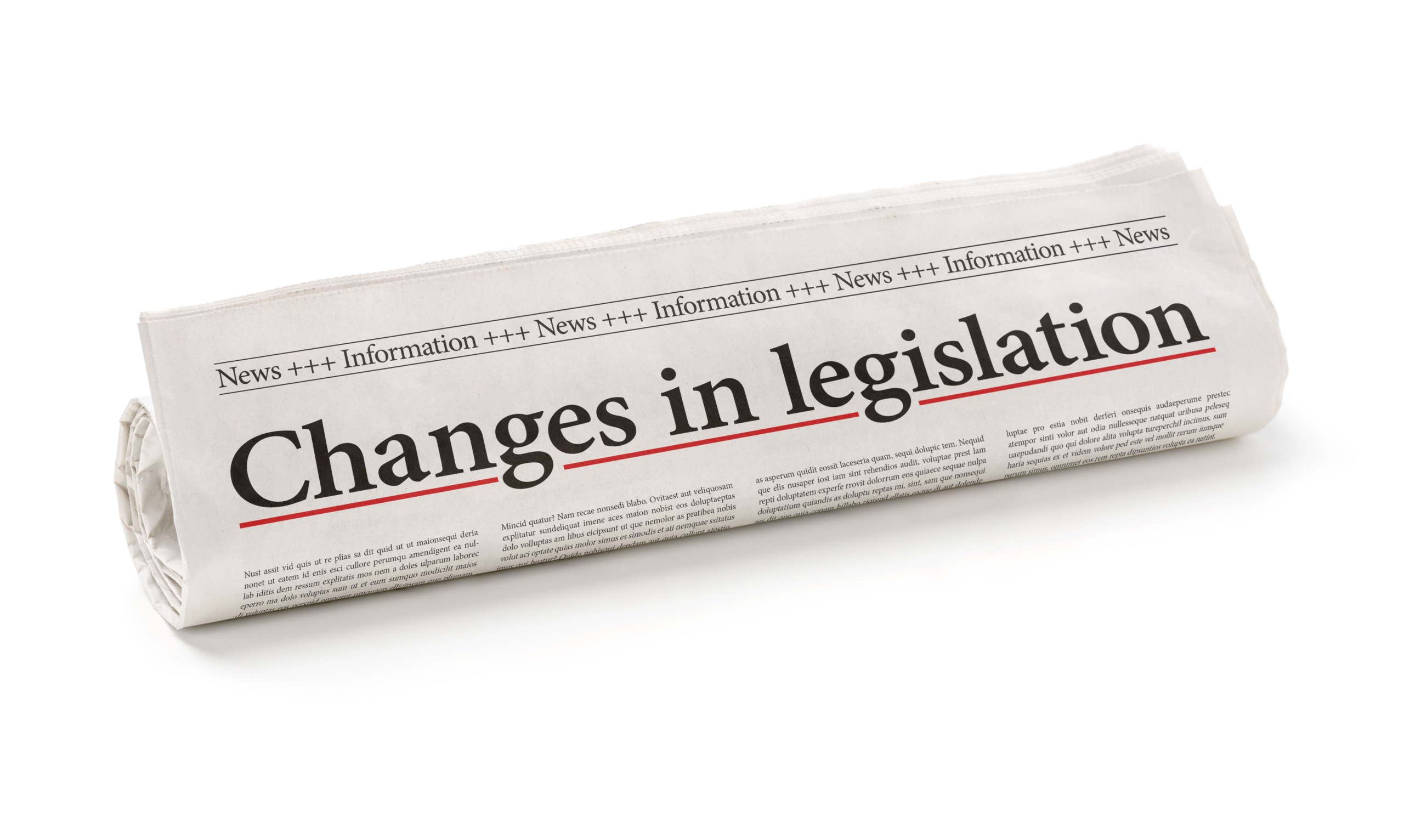picture of legislation changes as a newspaper headline
